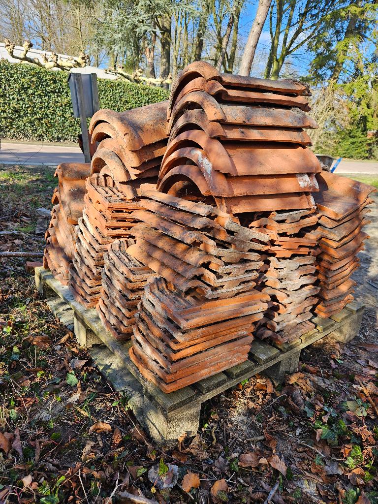 rode dakpannen, nokpannen en hoekpannen, Pierre ou Argile, 10 à 15 m², Enlèvement, Utilisé