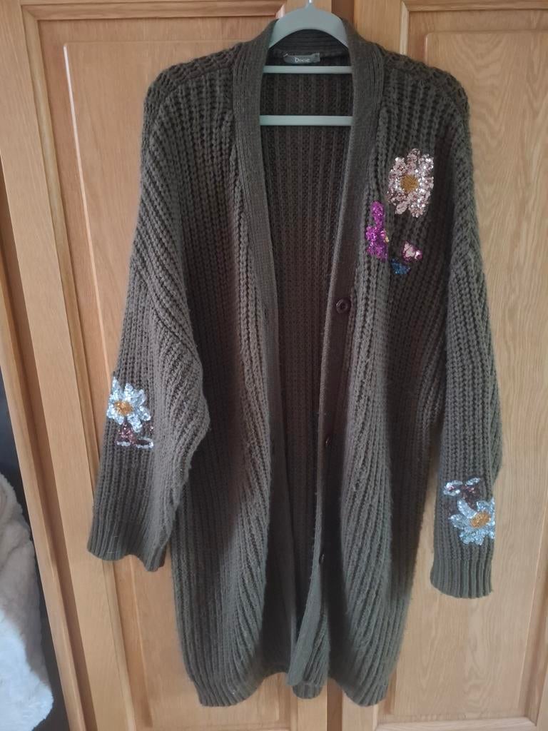 Long gilet Dixie M kaki strass, Dixie, Enlèvement ou Envoi, Porté, Taille 38/40 (M)