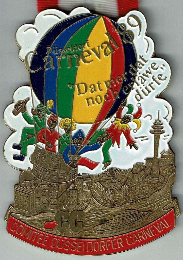 Medaille carnaval Düsseldorf Duitsland 1989, Verzenden, Overige materialen