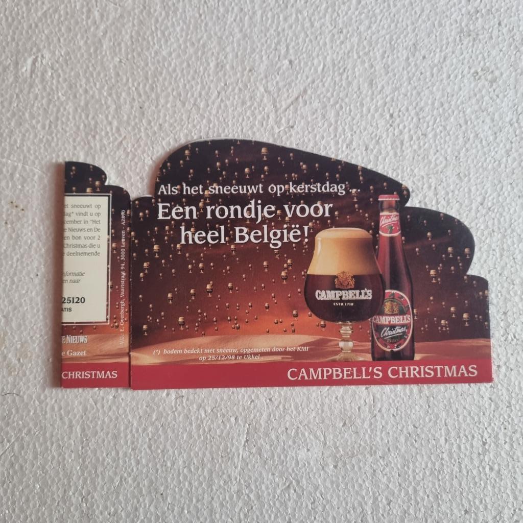 Publicité de table Campbell's Christmas (modèle 2), Collections, Marques de bière, Enlèvement ou Envoi, Utilisé, Panneau, Plaque ou Plaquette publicitaire