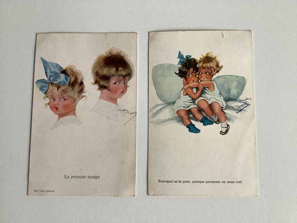 2 cartes postales anciennes de Chicky Sparks, Enlèvement ou Envoi, 1920 à 1940, Affranchie, Enfants