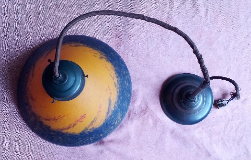 Art nouveau hanglamp "art de france",pate de verre, Enlèvement ou Envoi