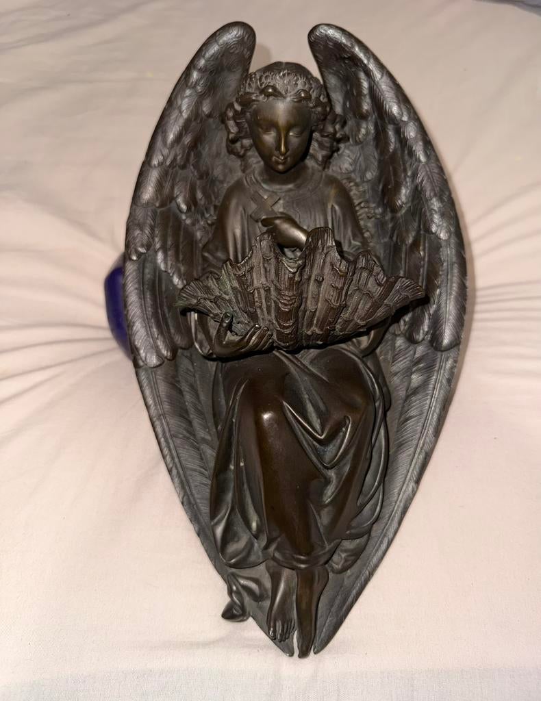 Rare Bénitier Bronze XIXe - D’après H.E. DUMAIGE - 29cm, Enlèvement ou Envoi, Bronze