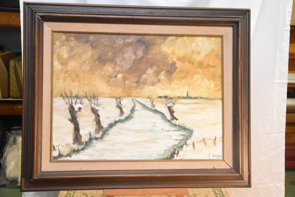 schilderij winterlandschap J. Rogge, Antiek en Kunst, Ophalen
