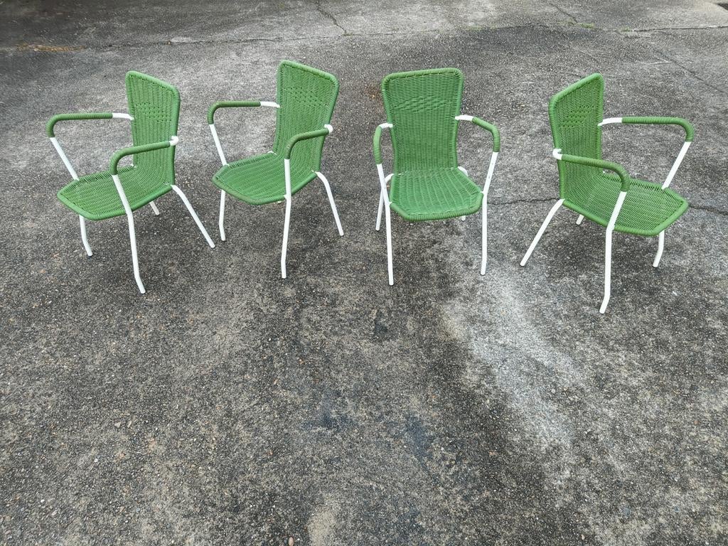 Vintage design tuinstoelen Scoubidou jaren 80, Enlèvement ou Envoi, Utilisé, Plastique