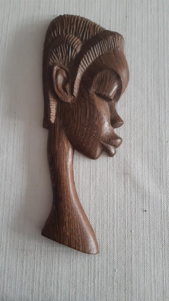 Afrikaanse houten dameshoofd, Ophalen of Verzenden