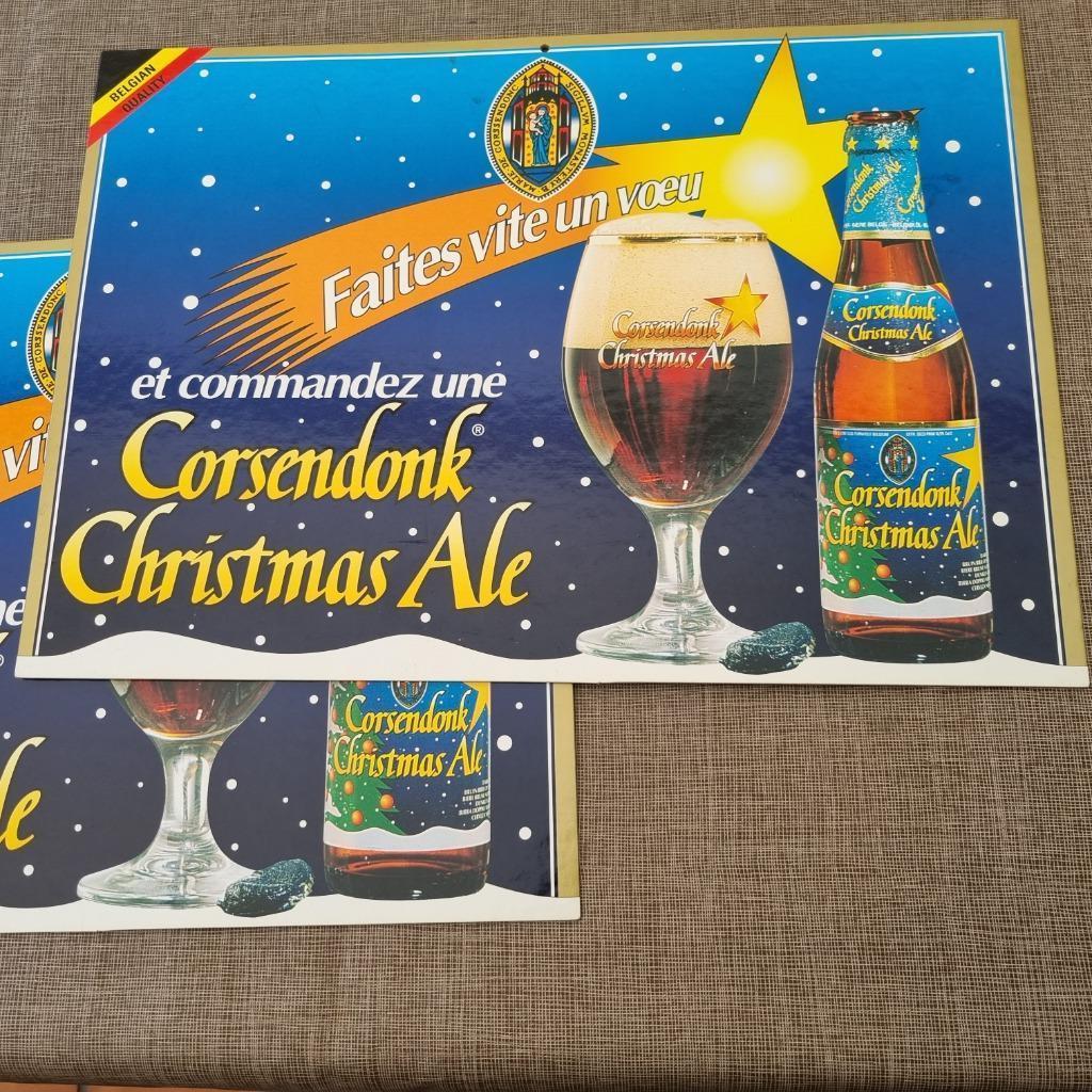 2 Reclameborden Corsendonk Christmas Ale, Verzamelen, Ophalen of Verzenden, Gebruikt, Reclamebord, Plaat of Schild