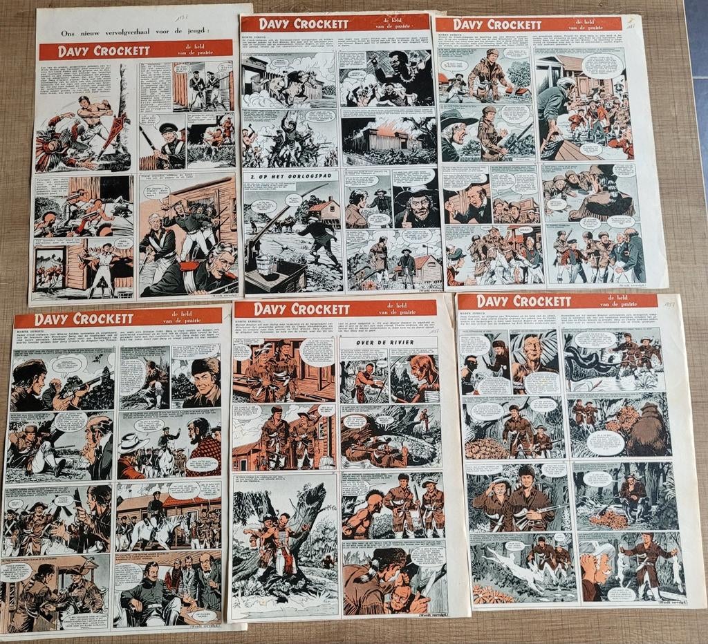 11 oude stripknipsels: Davy Crockett (1957), Enlèvement ou Envoi, 1940 à 1960, Coupure(s)
