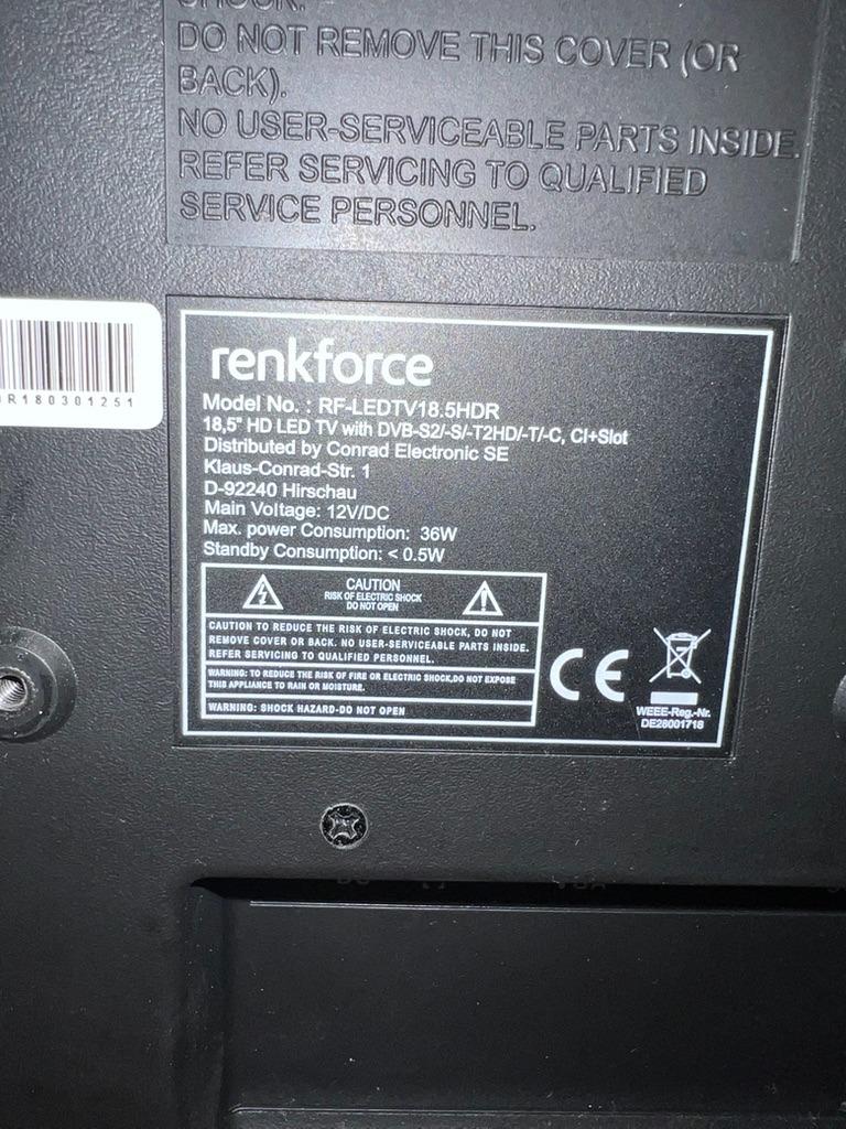 Renkforce 18,5 „12V-tv HD Ready, Audio, Tv en Foto, Gebruikt, 40 tot 60 cm, Ophalen, Overige merken