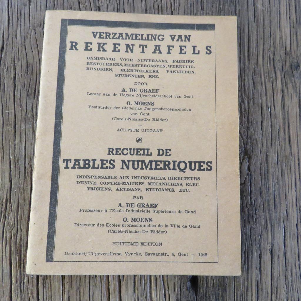 Verzameling van rekentafels 1948 A. De Graef O. Moens, Enlèvement ou Envoi