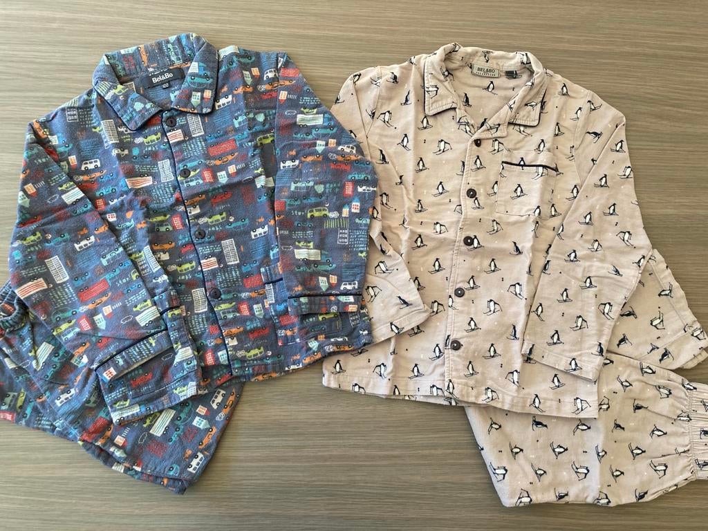 Pyjama’s flanel maat 122 - auto’s of pinguïns - Bel&Bo, BEL&BO, Garçon ou Fille, Enlèvement ou Envoi, Vêtements de nuit ou Sous-vêtements