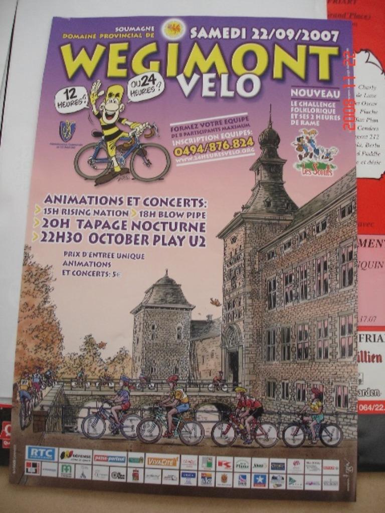 Wégimont vélo (Carin) - affiche 60x40 - 2007, Enlèvement ou Envoi, Rectangulaire vertical, A1 jusqu'à A3, Utilisé