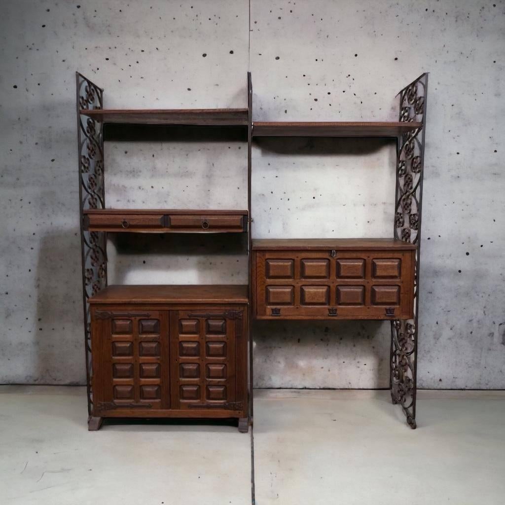 Vintage wandsysteem: Spaanse brutalist stijl, Ophalen of Verzenden, Kast