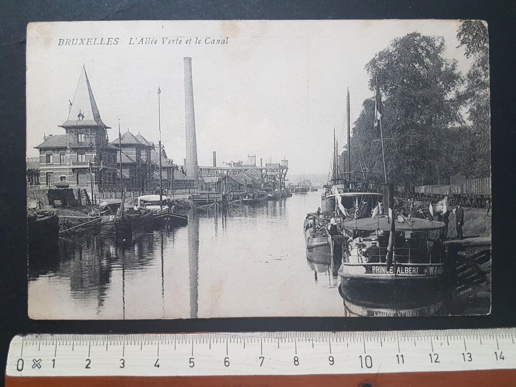 Carte postale Bruxelles L'Allée Verte et le Canal Péniche, Enlèvement ou Envoi, Avant 1920, Affranchie, Bruxelles (Capitale)
