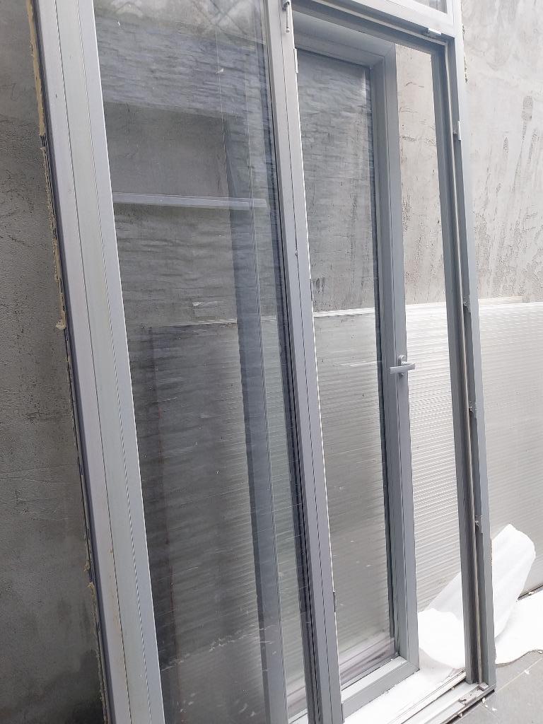Deur in PVC-Glas met kipstand (1.1, Lichtgrijs-Finstral), Ophalen, Gebruikt, Overige typen, 160 cm of meer