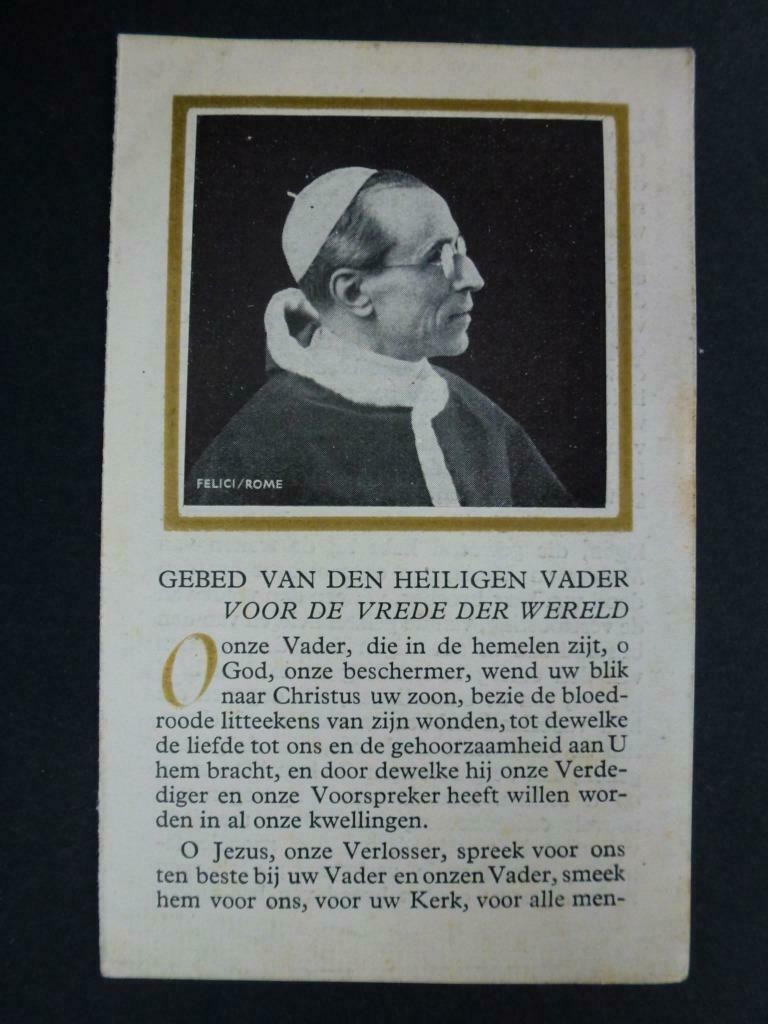 bidprentje  Paus Pius XII 1941, Verzamelen, Verzenden, Bidprentje