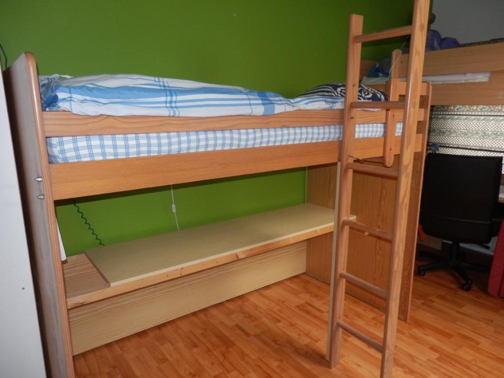 stapelbed met hefbureau, Ophalen, Gebruikt, Hoogslaper