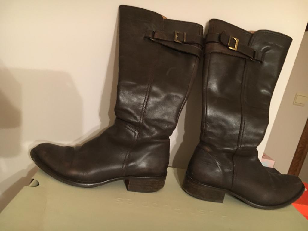 Zachte mooie bruine lederen laarzen Hush Puppies maat 37, Enlèvement ou Envoi, Brun, Porté, Bottes hautes