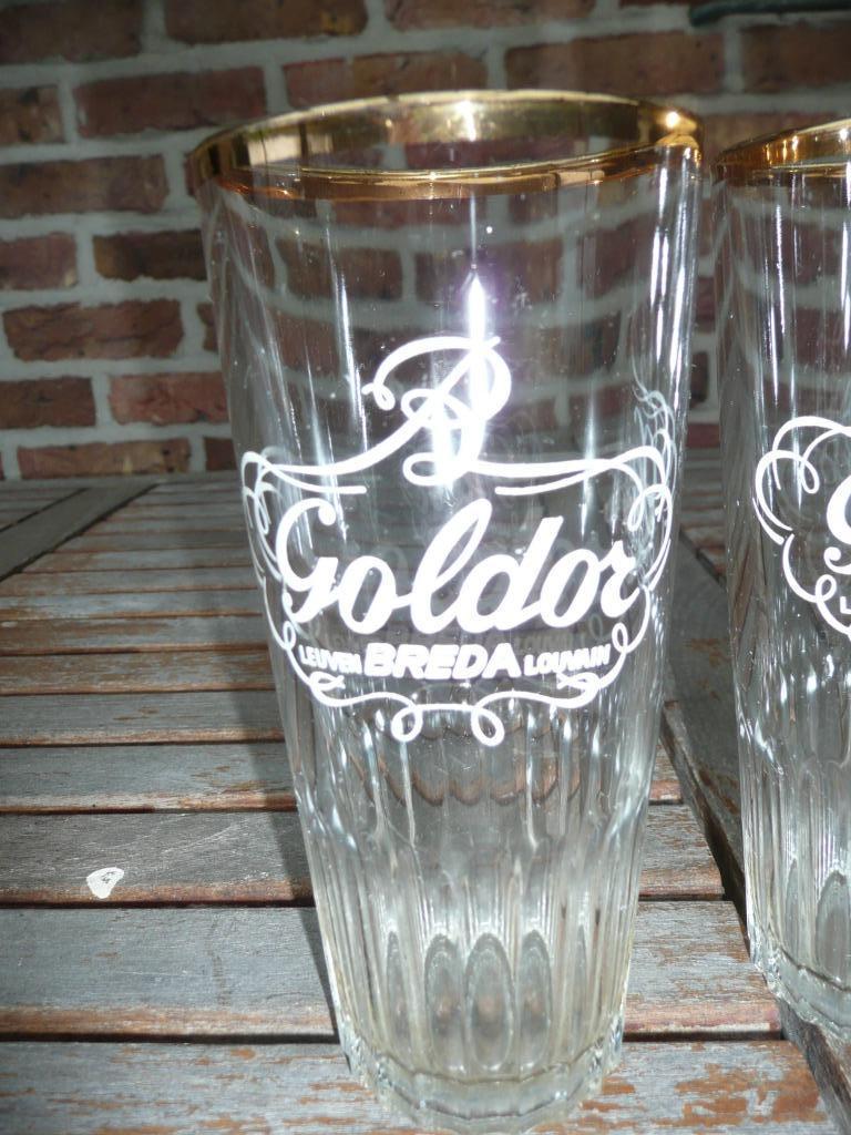 6  NIEUWE bierglazen Goldor Leuven Breda (onderkant geribd), Verzamelen, Ophalen of Verzenden, Nieuw, Glas of Glazen, Overige merken