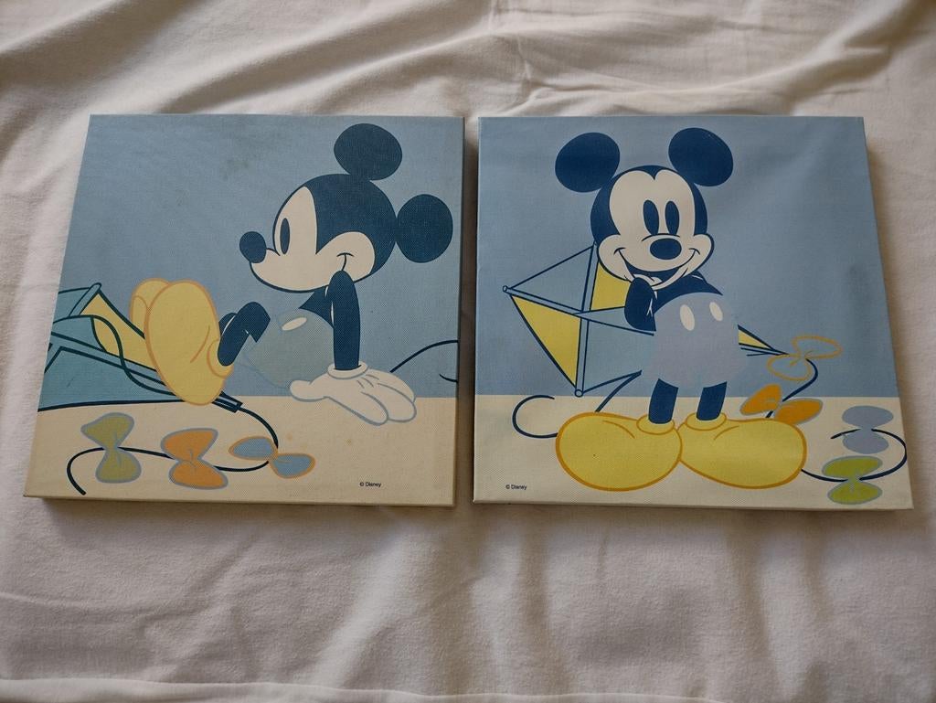 2 kaders Mickey Mousse, Disney, Ophalen of Verzenden, Gebruikt, Wanddecoratie