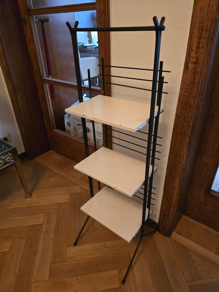 Vintage 60s Tomado industriële boekenrek wandrek hout ijzer, Huis en Inrichting, Ophalen, Gebruikt, 100 tot 150 cm, Minder dan 150 cm