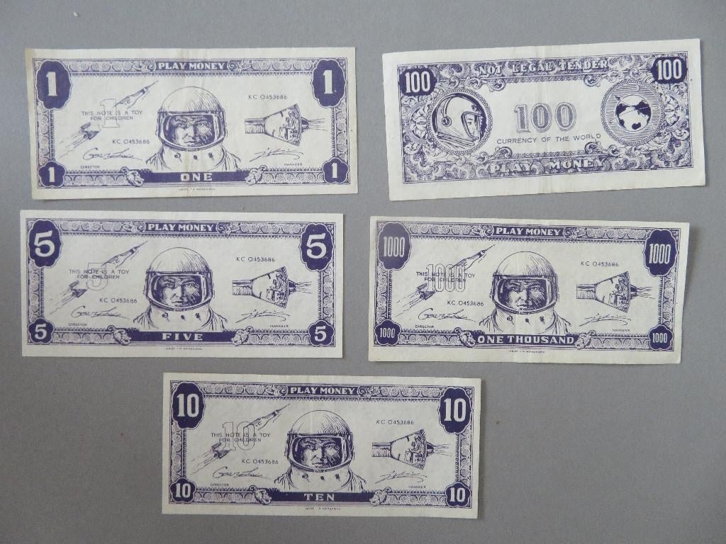 5 biljet speelgeld play money space astronaut ruimtevaart, Verzamelen, Foto's en Prenten, Ophalen of Verzenden, Zo goed als nieuw