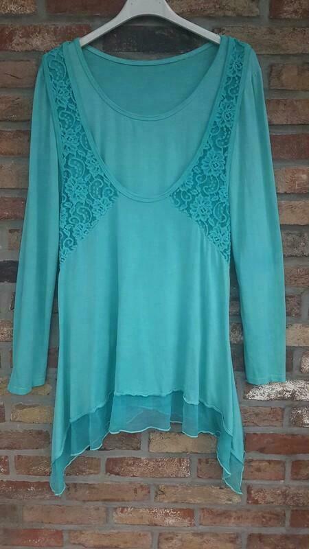Ensemble 2 pièces, blouse et chasuble bleu-vert - T unique, Enlèvement ou Envoi, Neuf, Autres couleurs