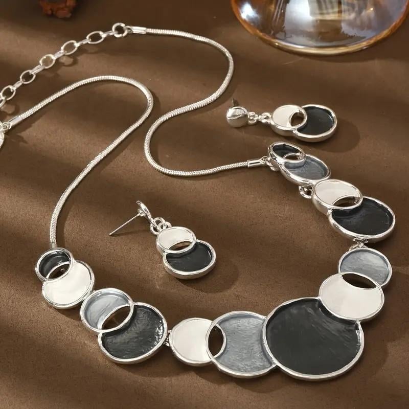 Sieradenset in zwart-zilver, Handtassen en Accessoires, Kettingen, Overige materialen, Verstelbaar, Verzenden, Zwart