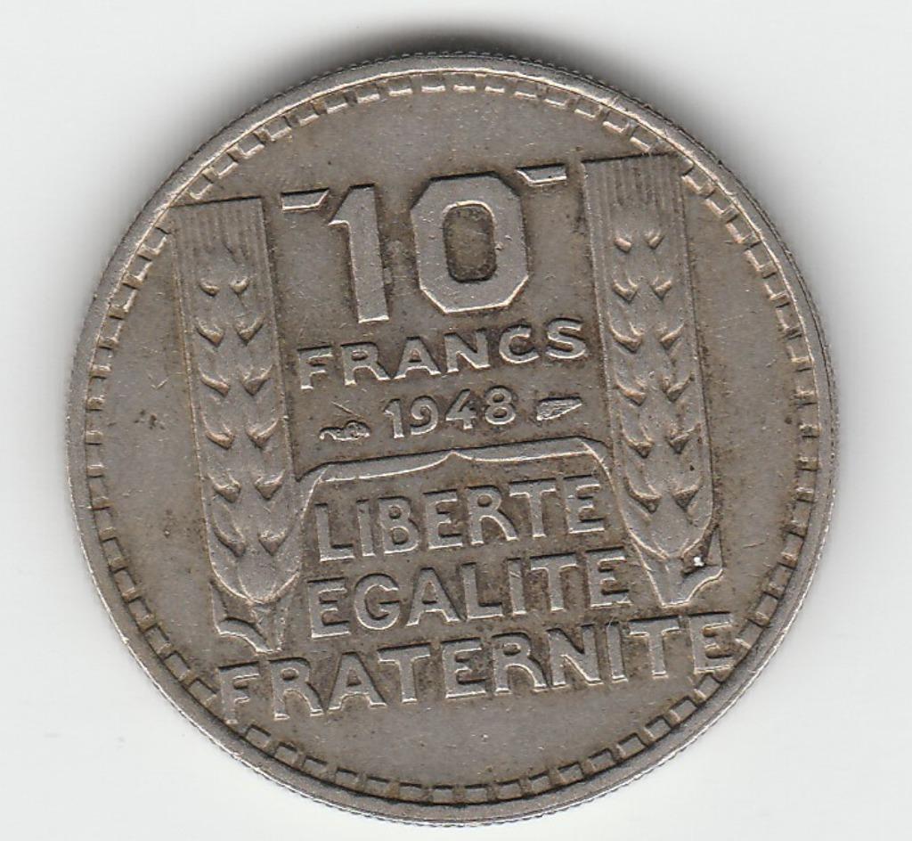 10 france 2 muntst.1948,1949, Ophalen of Verzenden, Frankrijk