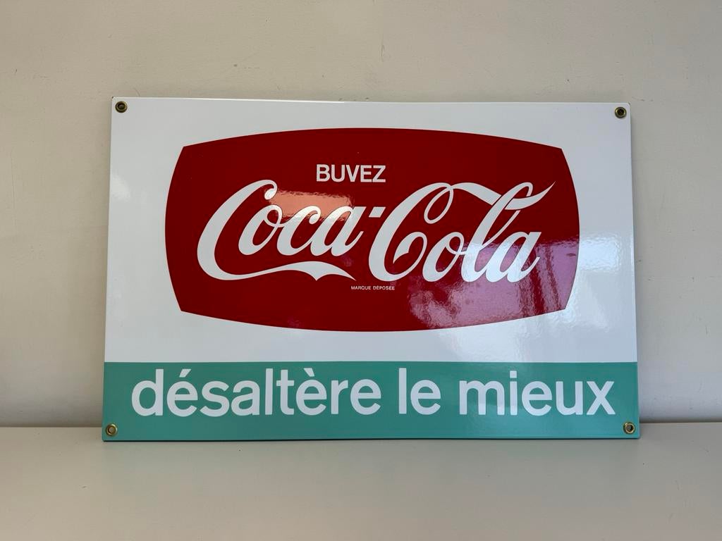 Coca Cola emaille reclamebord, Verzamelen, Merken en Reclamevoorwerpen, Ophalen of Verzenden, Gebruikt, Reclamebord