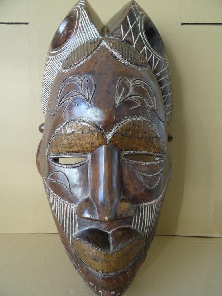 Afrikaans masker Chokwe masker Angola met koperbeslag 62cm, Ophalen of Verzenden