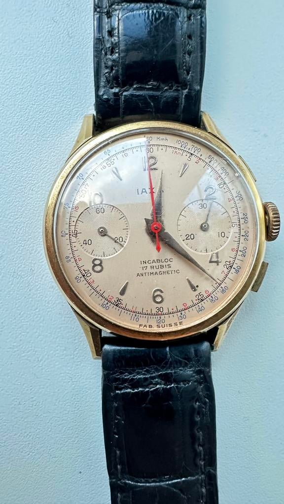 Travail vintage en or 18 carats Axa, Montre-bracelet, 1930 à 1960, Enlèvement ou Envoi, Or