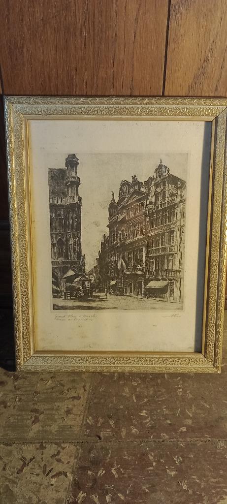 Gravure HENRI MORTIAUX, Bruxelles, 21x27, n403, Enlèvement ou Envoi, Architecture, Gravure