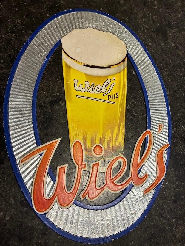 reclame Wiel's Brussel, Verzamelen, Biermerken, Ophalen of Verzenden, Gebruikt, Reclamebord, Plaat of Schild, Overige merken