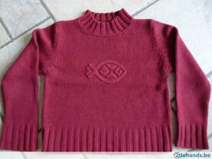 Rode katoenen pull "Mer du Nord" 8j (perfekte st), Utilisé, Fille, Pull ou Veste