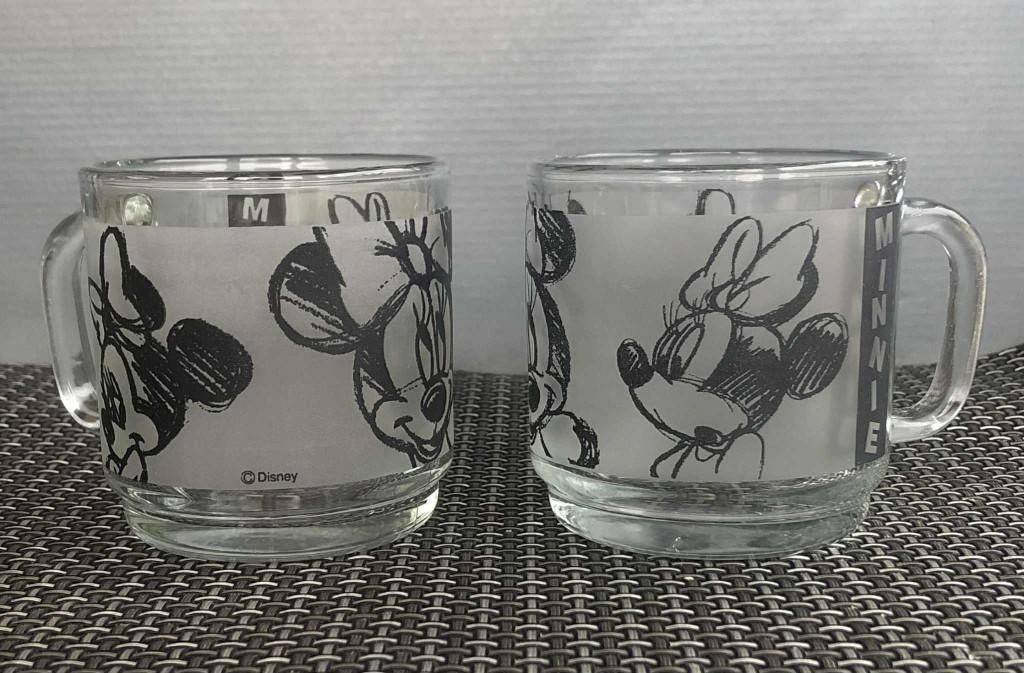 Tasses Minnie Mickey Duralex 2 pièces, Huis en Inrichting, Ophalen, Gebruikt, Overige typen, Glas