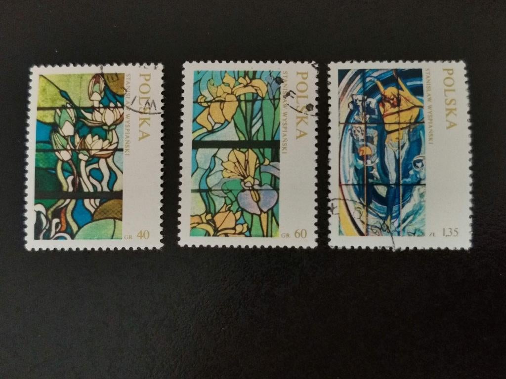 Pologne 1971 - vitraux avec fleurs, Apollo, Timbres & Monnaies, Enlèvement ou Envoi, Pologne, Affranchi
