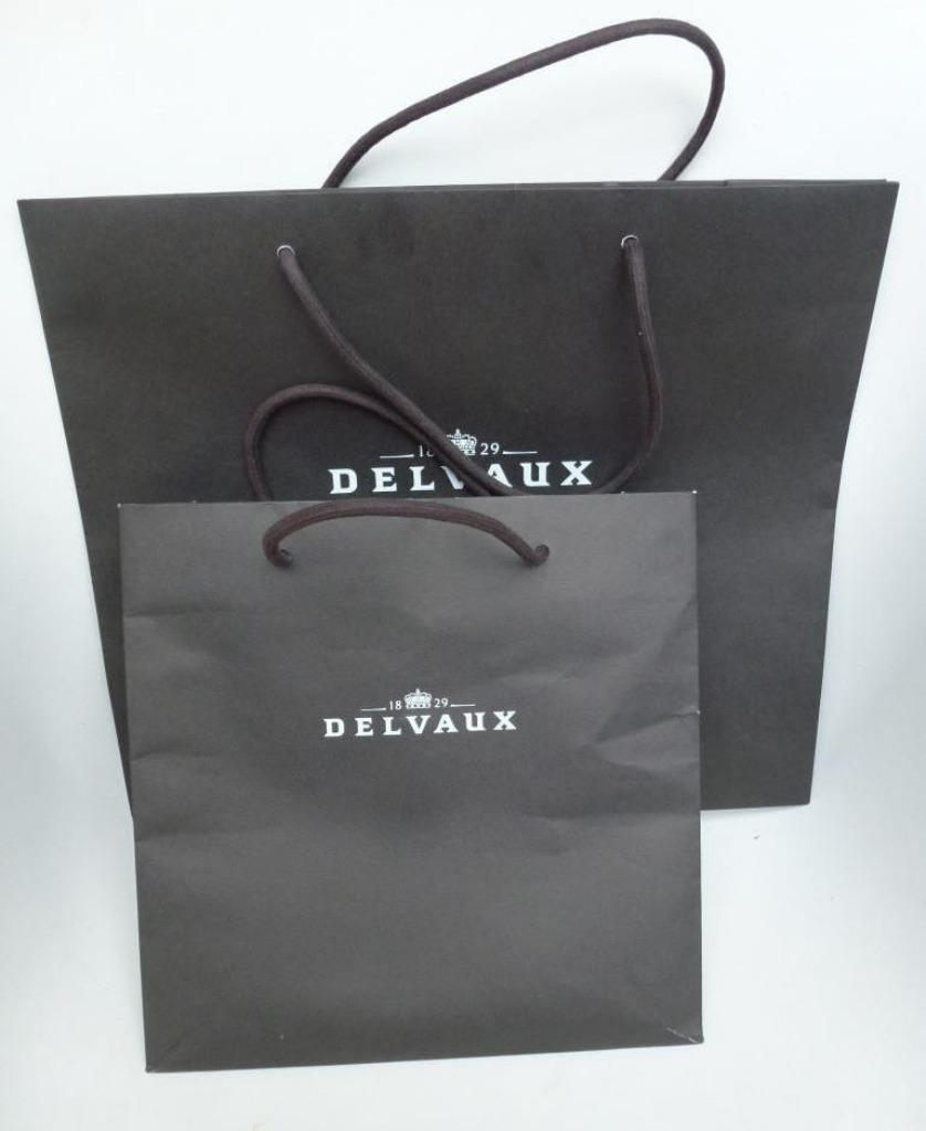 papieren draagtassen Delvaux witte opdruk zwart handvat, Verzamelen, Ophalen of Verzenden, Gebruikt, Verpakking
