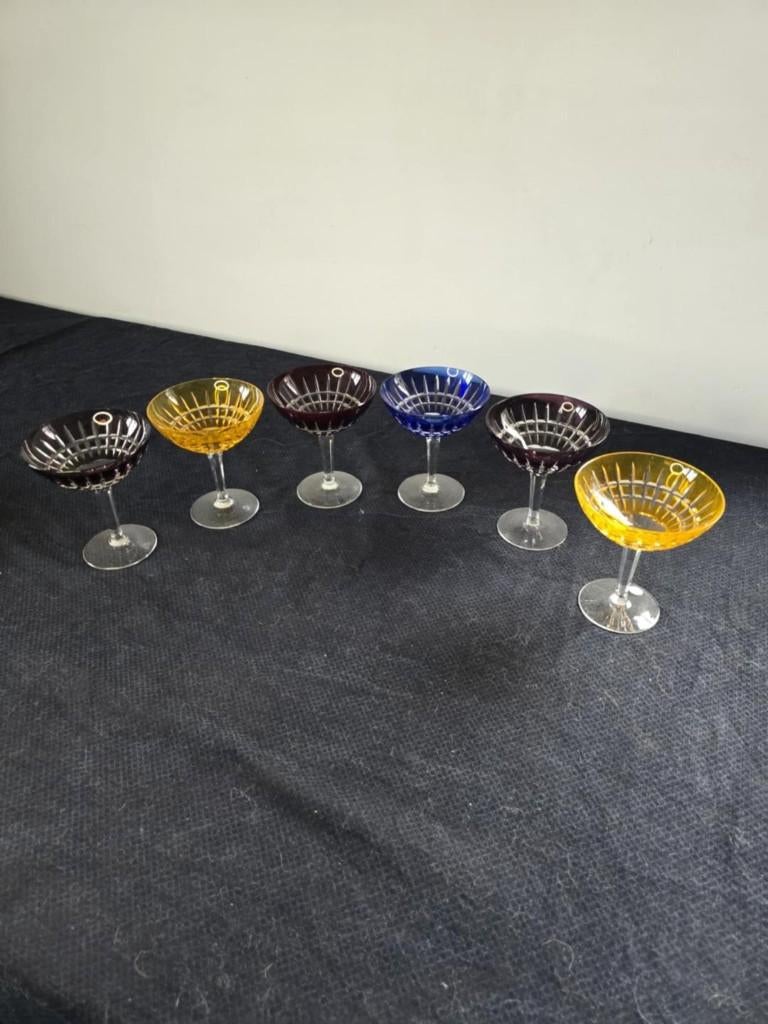 Val Saint LAMBERT - 6 coupes à champagne en cristal, Antiquités & Art, Antiquités | Verre & Cristal, Enlèvement ou Envoi