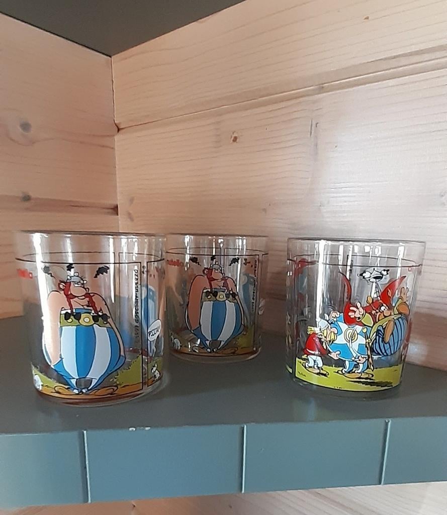 Asterix en Obelix glazen vintage, Ophalen of Verzenden, Zo goed als nieuw