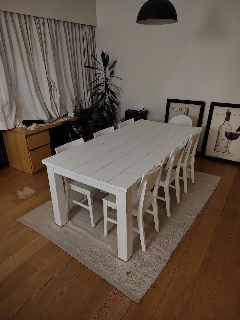 Tafel + stoelen, Maison & Meubles, Tables | Tables à manger, 100 à 150 cm, Enlèvement, Utilisé, Rectangulaire