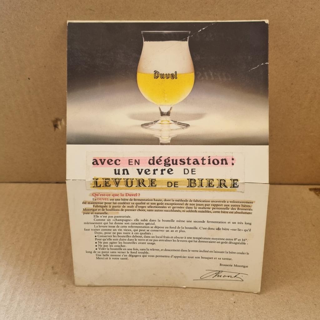 Publicité de table Duvel (modèle 1), Enlèvement ou Envoi, Utilisé, Panneau, Plaque ou Plaquette publicitaire, Duvel