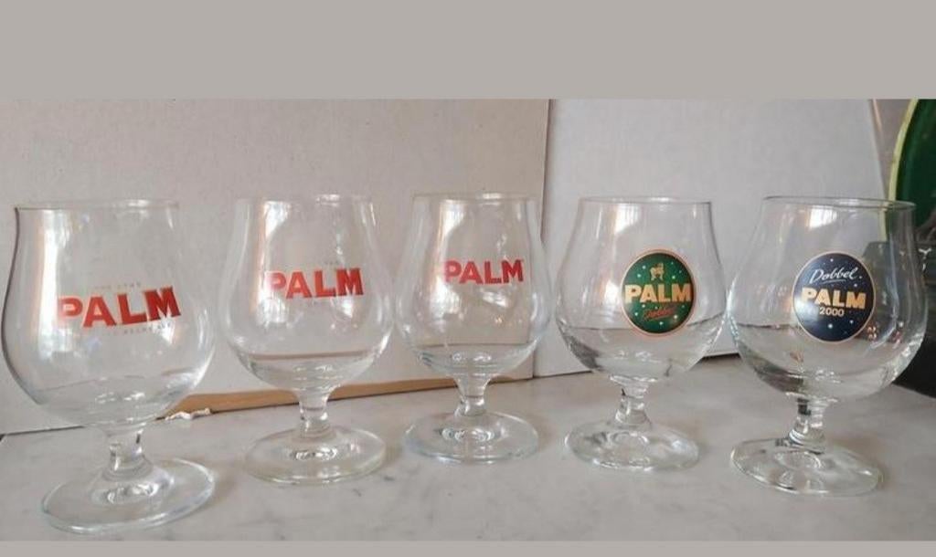 Palm bol glazen 5 stuks, Ophalen of Verzenden, Zo goed als nieuw, Palm