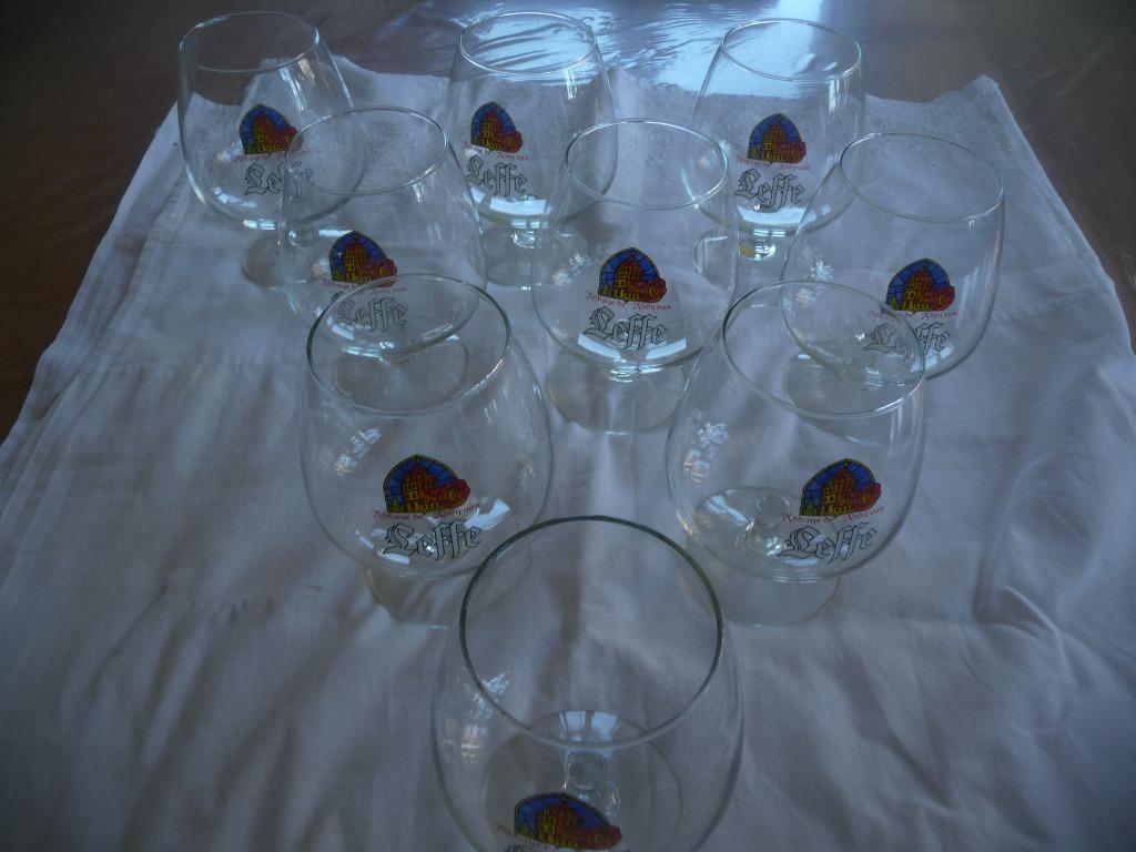 5 Leffe glazen cognac vorm 33cl, Ophalen of Verzenden, Gebruikt, Bierglas