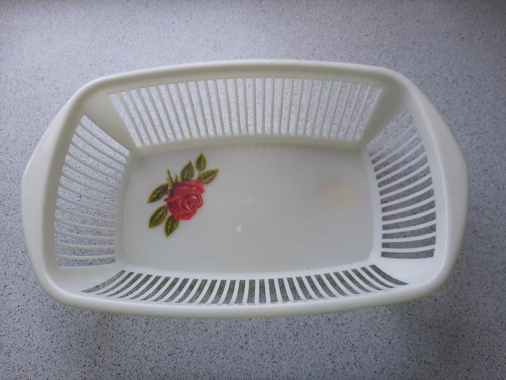 Retro/Vintage Moplen broodmand met rozenprint jaren '60, Huis en Inrichting, Ophalen of Verzenden, Gebruikt