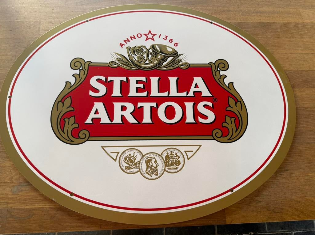 Stella artois dubbelzijdige metalen plaat, Ophalen of Verzenden, Stella Artois