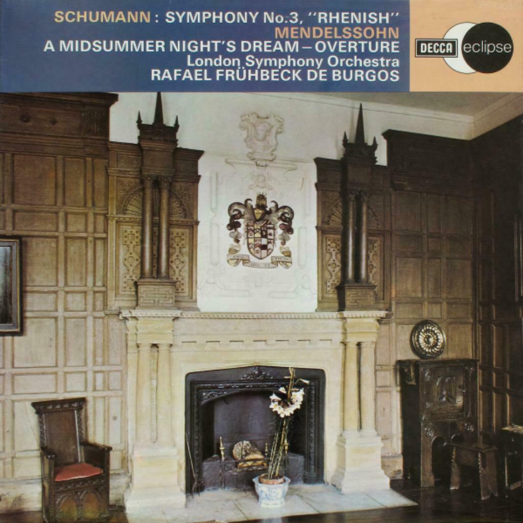 LP Schumann Mendelssohn London Sym Orch De Burgos 1974, Orchestre ou Ballet, 12 pouces, Enlèvement ou Envoi, Utilisé