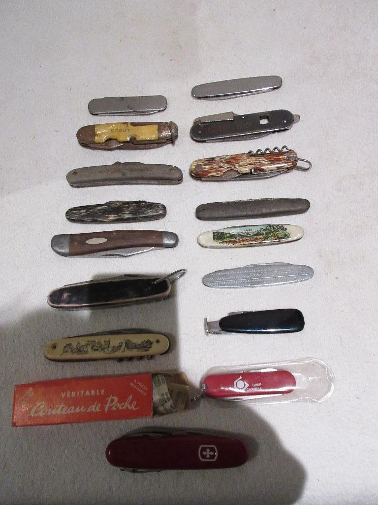 Verzameling multifunctionele zakmessen oude zakmes vintage, Antiek en Kunst, Ophalen
