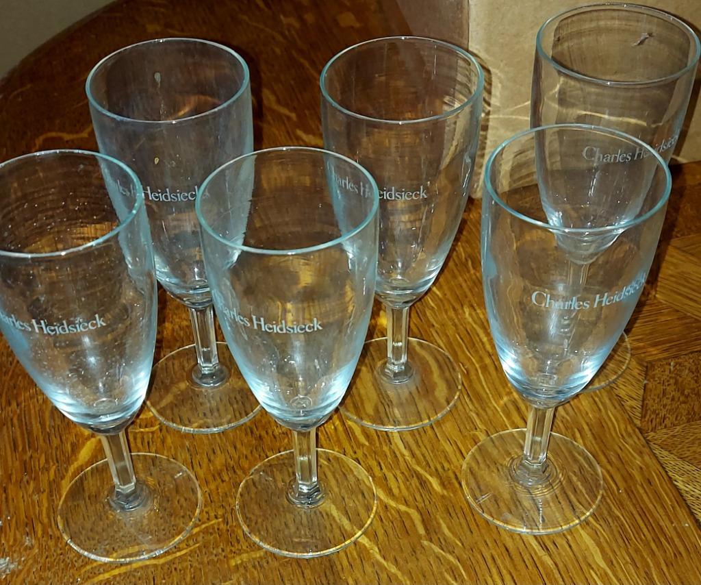 Lot de 6 verres à champagne Charles Heidsieck, Collections, Vins, Enlèvement ou Envoi, Utilisé, France, Champagne