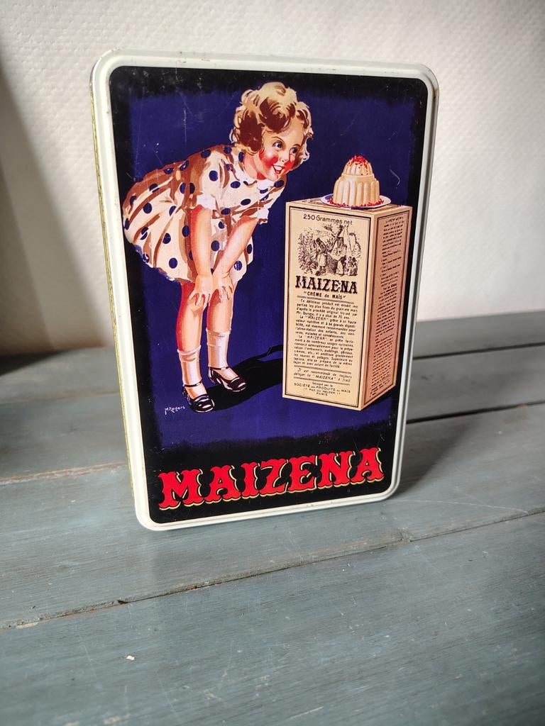 1 vintage  Maizena blikken doos, Verzamelen, Ophalen of Verzenden, Gebruikt